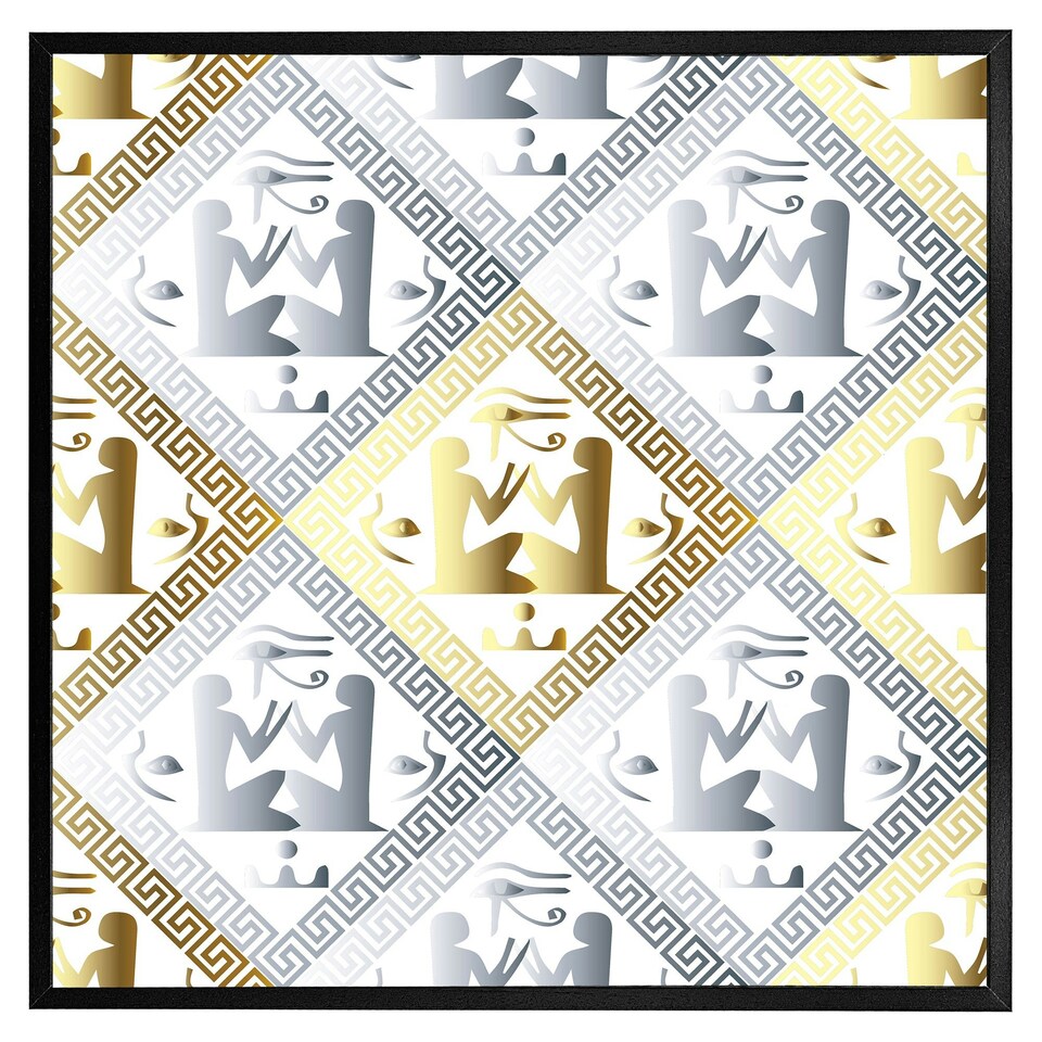 image 1 of Egyptian hieroglyphs in gold & silver (Picture Frame) Brown | XS
