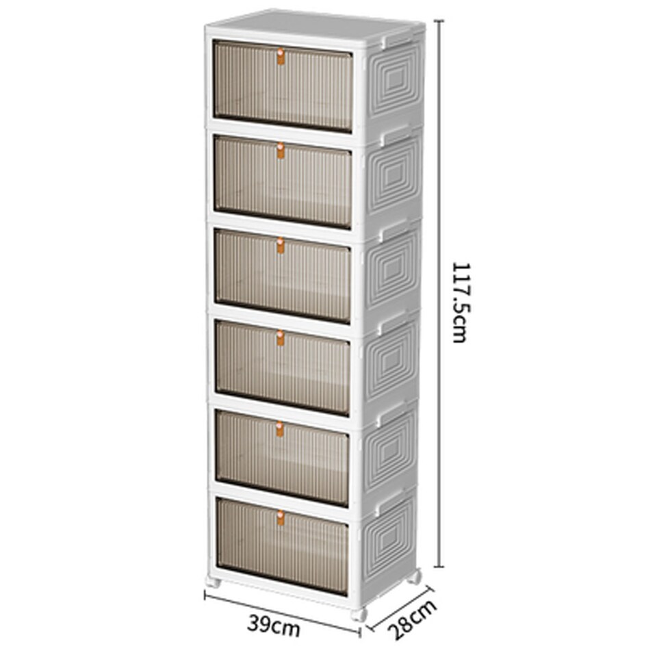 image 1 of Plastic Storage Drawer Tower Unit with Wheels – 6 Tier Multipurpose Organizer for Home & Office