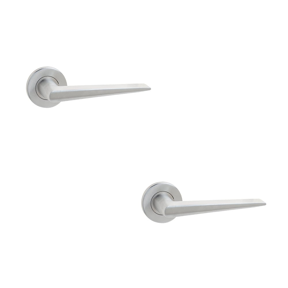 2 PACK Premium Grade 304 Satin Stainless Steel Door Handle on Rose - Interior Handle