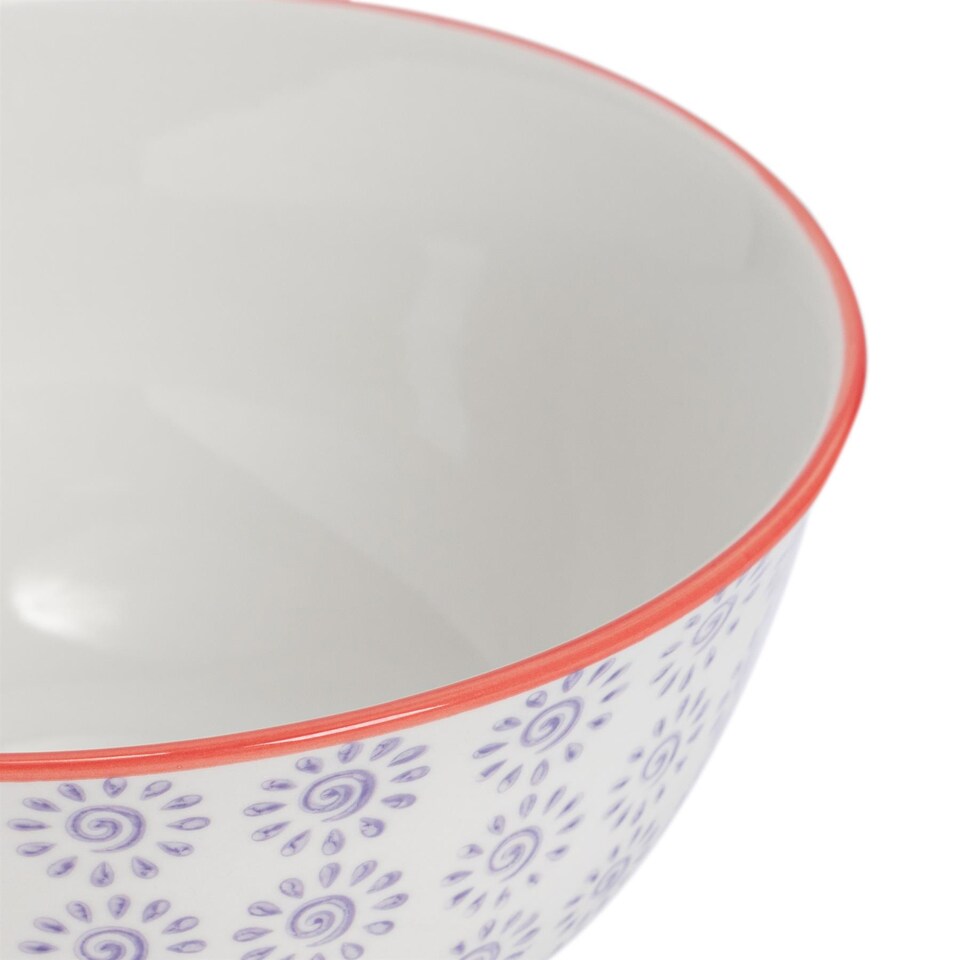 image 1 of Nicola Spring Hand-Printed Cereal Bowls - 16cm - Purple - Pack of 6 | Multi | Multi