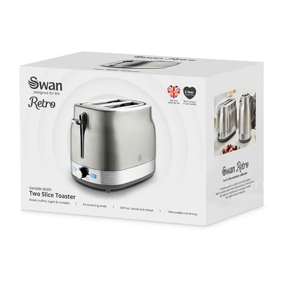 image 1 of Swan Retro Revive Stainless Steel 2 Slice Toaster