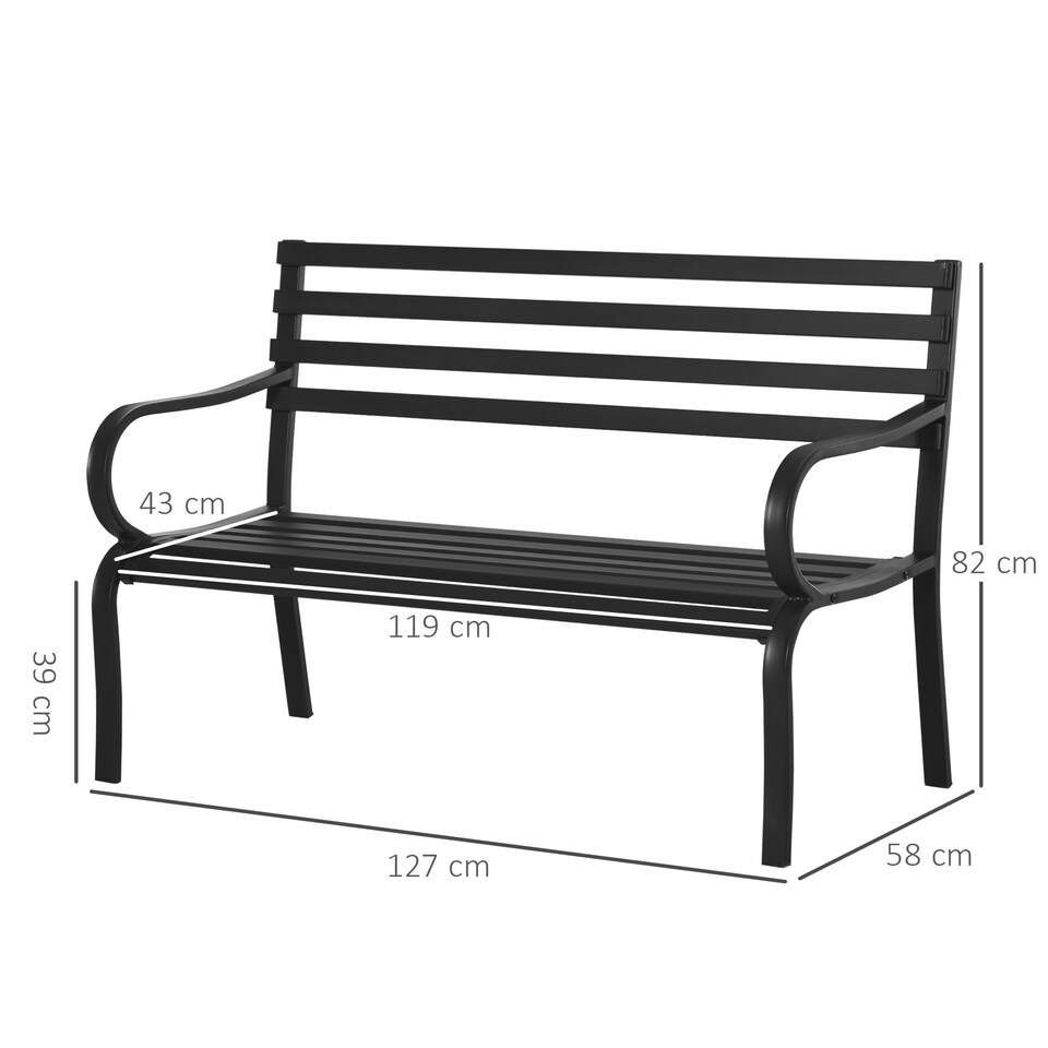 image 1 of Outsunny 2 Seater Bench Garden Furniture Outdoor Loveseat Seat