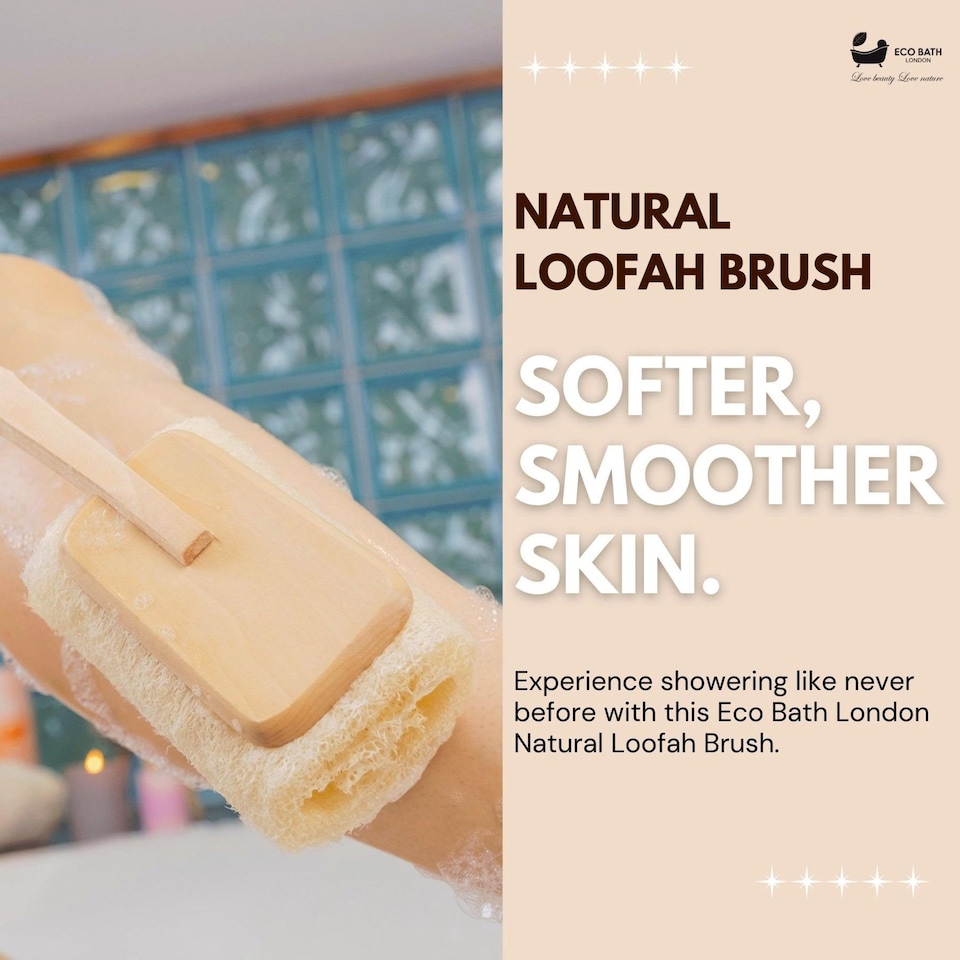 image 1 of Eco Bath London Natural Loofah Brush - Wooden Handle, Wet or Dry Use