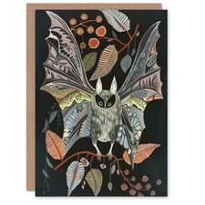 Abstract Bat Flight Night Patterns Rustic Botanical Him Her Birthday Card