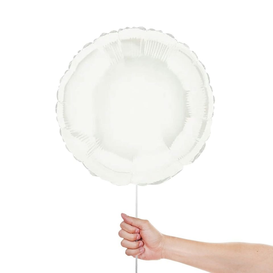 image 1 of White Round Foil Helium Balloon 46cm / 18 in