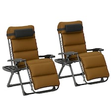 Outsunny 2 Pieces Zero Gravity Chairs, Reclining Folding Sun Lounger, Black | Brown