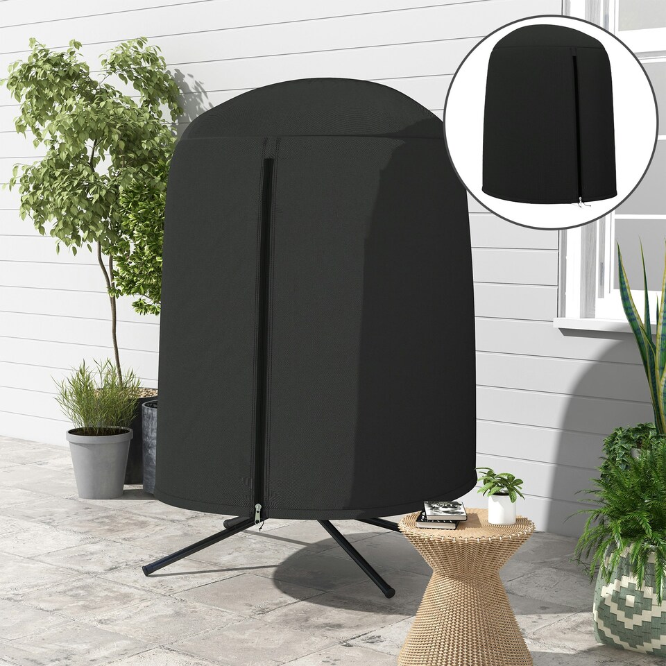image 1 of Outsunny Hanging Egg Chair Cover Garden Swing Chair Cover Waterproof, Black Grey