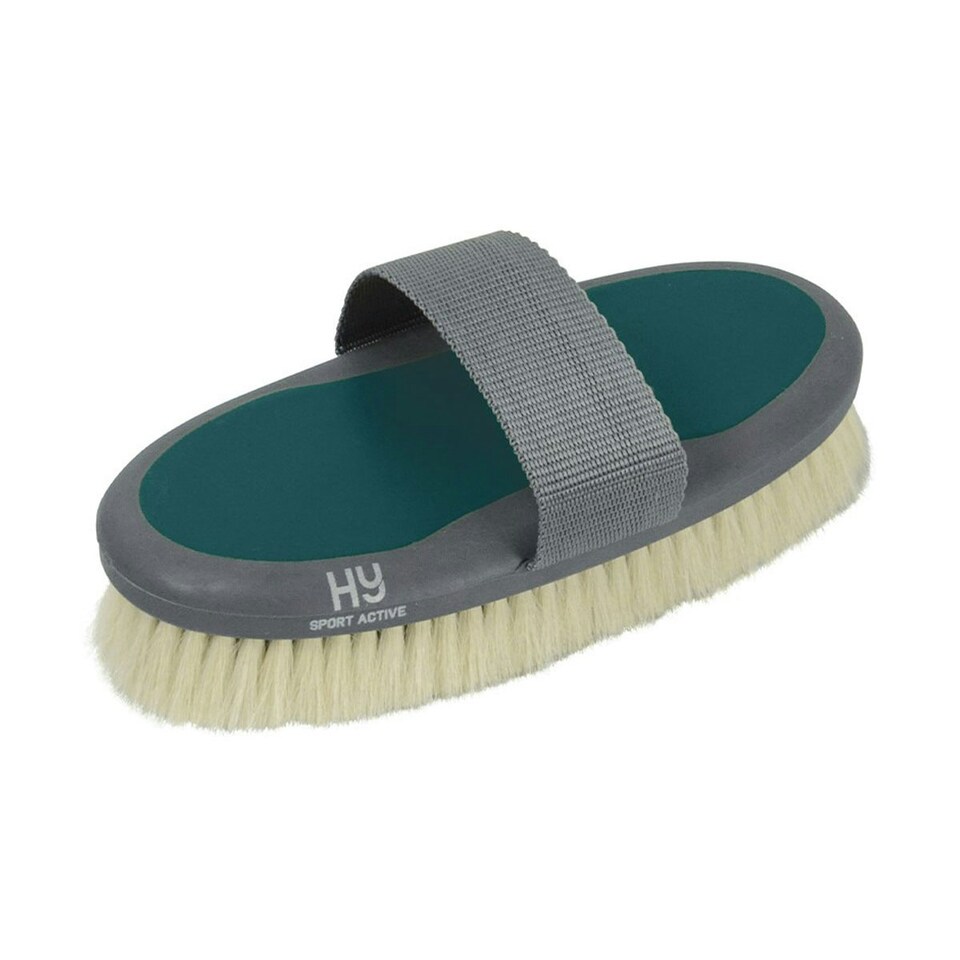 HySHINE Active Groom Goat Hair Body Brush - Alpine Green - One Size