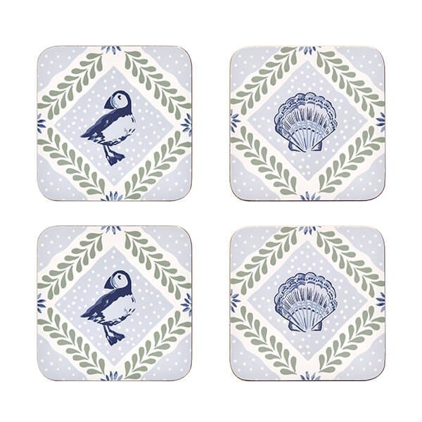 Ulster Weavers 'Coastal Treasures' Coatal Inspired Print Printed MDF Coasters(4 Pack) in Blue