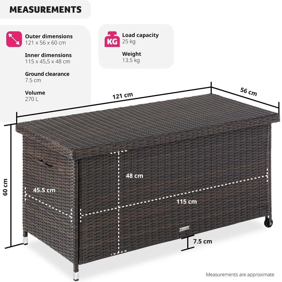 image 1 of Storage Box Kiruna - rattan garden furniture cushion storage 120 x 55 x 61.5 cm Brown