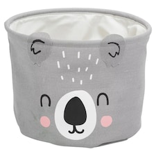 2 Pc Kids Animal Character Storage Baskets Toys Space Saving Organiser Hampers | Grey | Grey Koala Bear