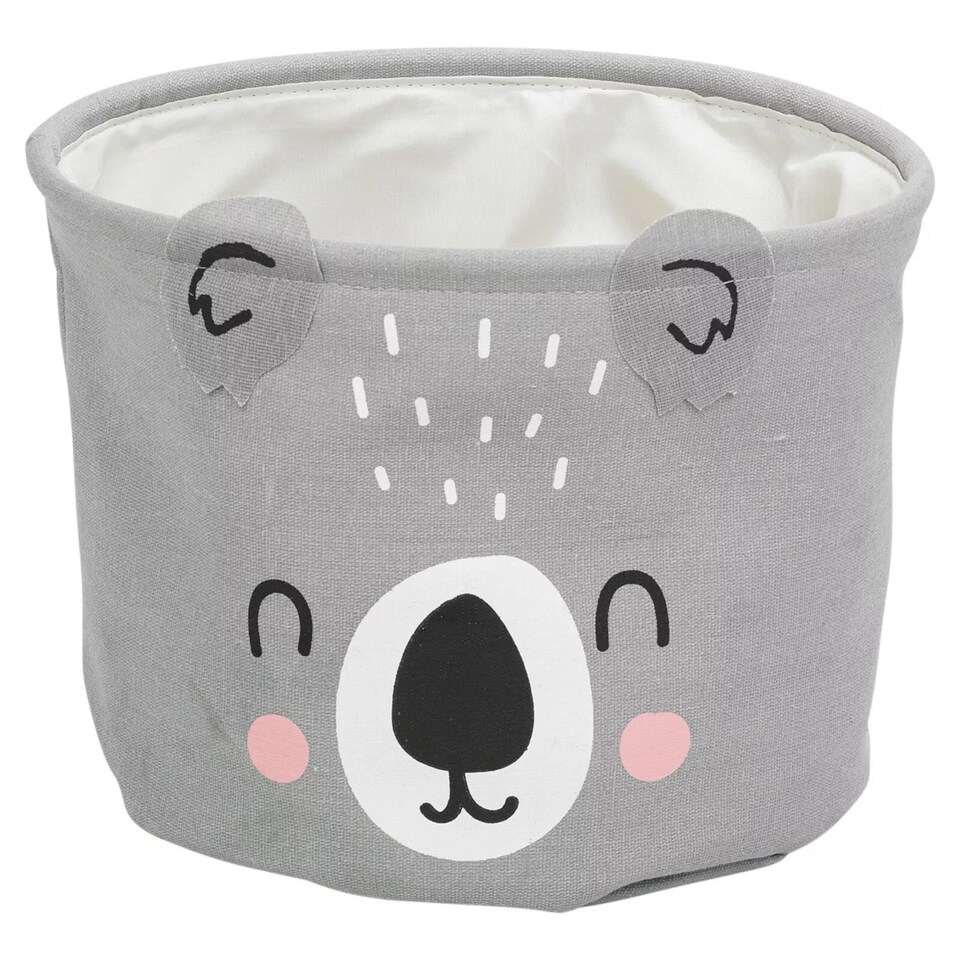 image 1 of 2 Pc Kids Animal Character Storage Baskets Toys Space Saving Organiser Hampers | Grey | Grey Koala Bear