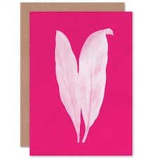 Bright Coloured Leaf Pink Art Blank Just to Say Card