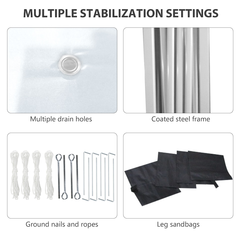 image 1 of Outsunny 3 x 3 M Pop Up Gazebo, UPF 30 with 2 Sidewalls, Leg Weight Bags and Wheeled Bag, Height Adjustable Party Tent Event Shelter for Garden, Patio | White | White