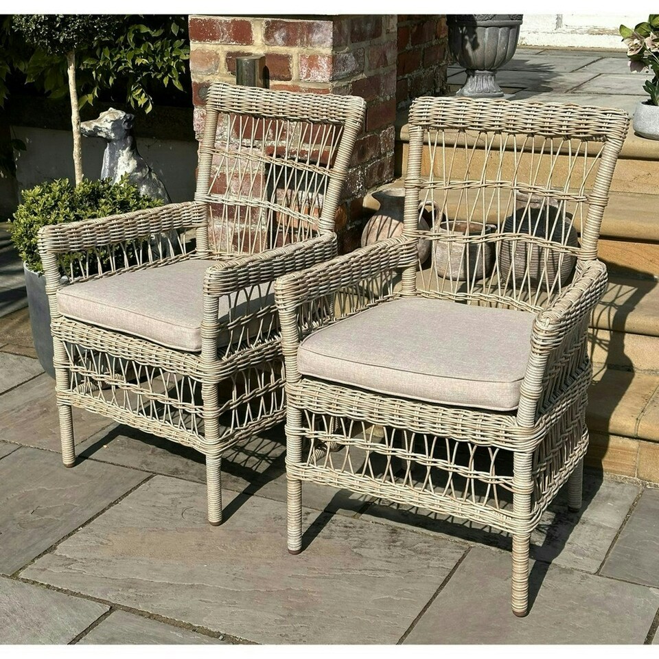image 1 of Provence Collection Outdoor Dining Chair - Metal - L94 x W62 x H69 cm - Beige