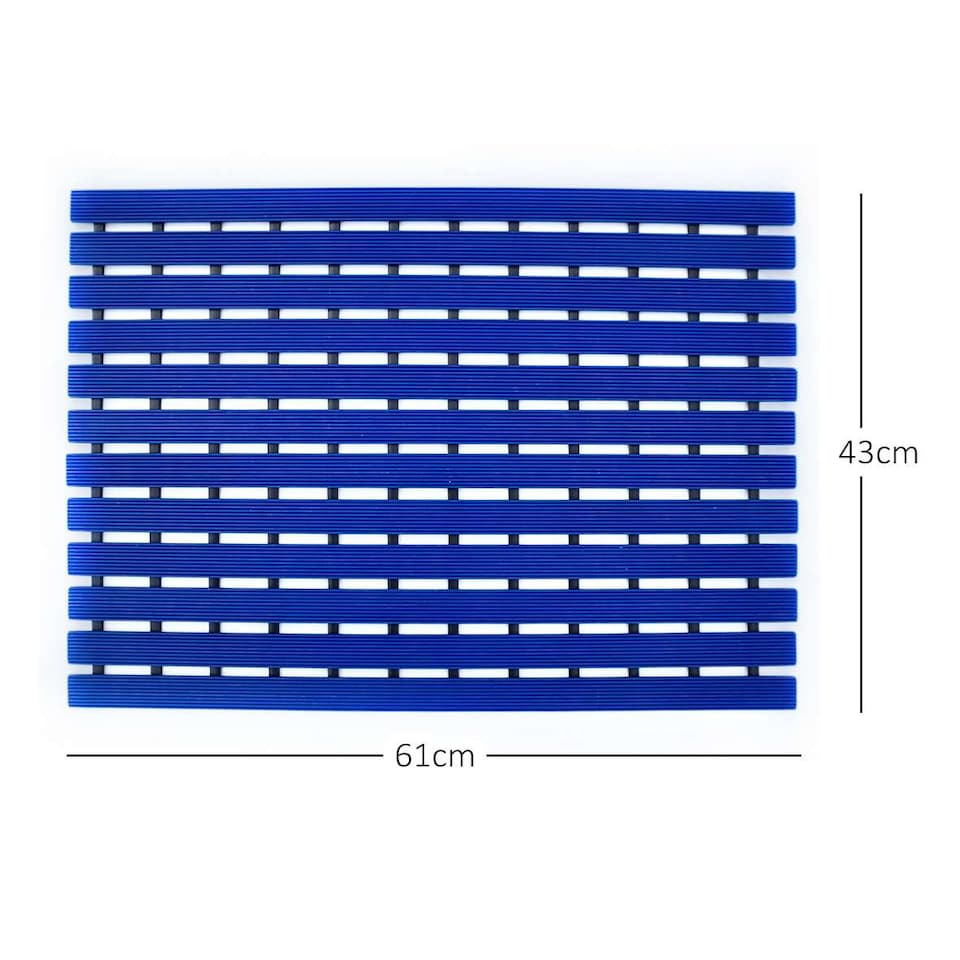image 1 of PVC Duckboard Non-Slip Shower Mat - 61cm x 43cm | Blue | Blue