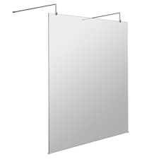 Balterley Hollinsclough Contemporary Bathroom 8mm Glass Wetroom Screen with Arms & Feet, Chrome Finish, 1950 x 1398 x 14mm