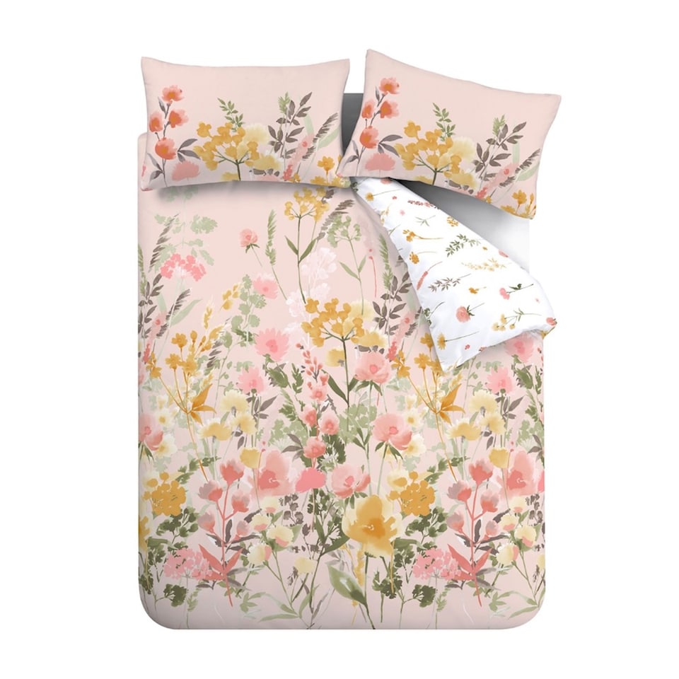 image 1 of Countryside Floral Reversible Duvet Cover Set | Pink | King
