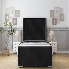 Sloomy Camden Black Naples Bed Frame With Mattress With 50" Upholstered Wingback Headboard 4' Small Double