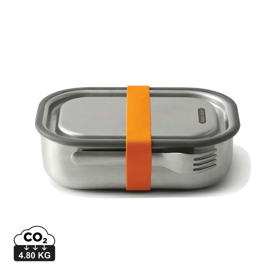 Black + Blum Stainless Steel 3 in 1 Lunch Box - Orange - 6cm x 20cm x 14cm