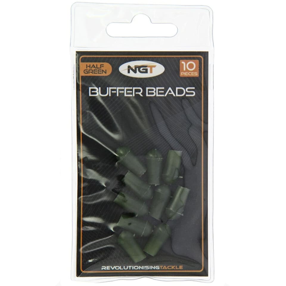 image 1 of NGT Half Green Buffer Beads – 10-Pack for Carp and Coarse Fishing