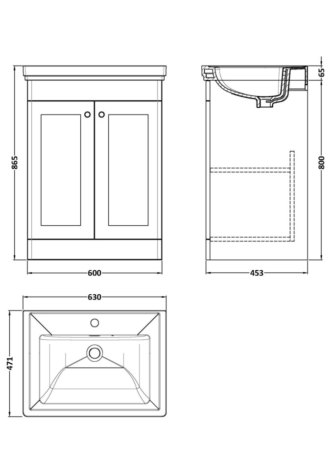 image 1 of Balterley Classic Traditional Bathroom Floor Standing 2-Door Vanity Unit & Fireclay Basin | Green | Satin Green