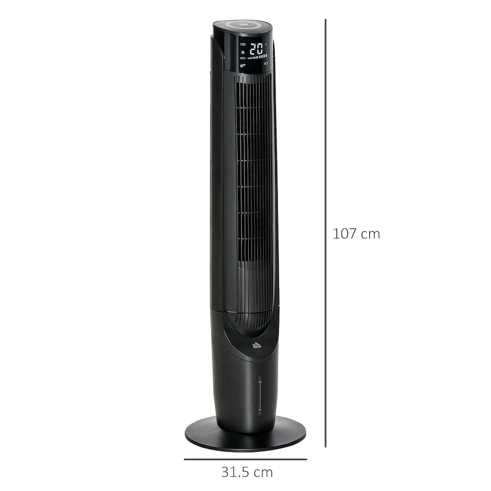 image 1 of HOMCOM 2.8L 2-in-1 Evaporative Air Cooler, Portable Tower Fan with 4 Modes, 3 Speed, Remote Control, 12H Timer, Oscillating for Home Bedroom, Black