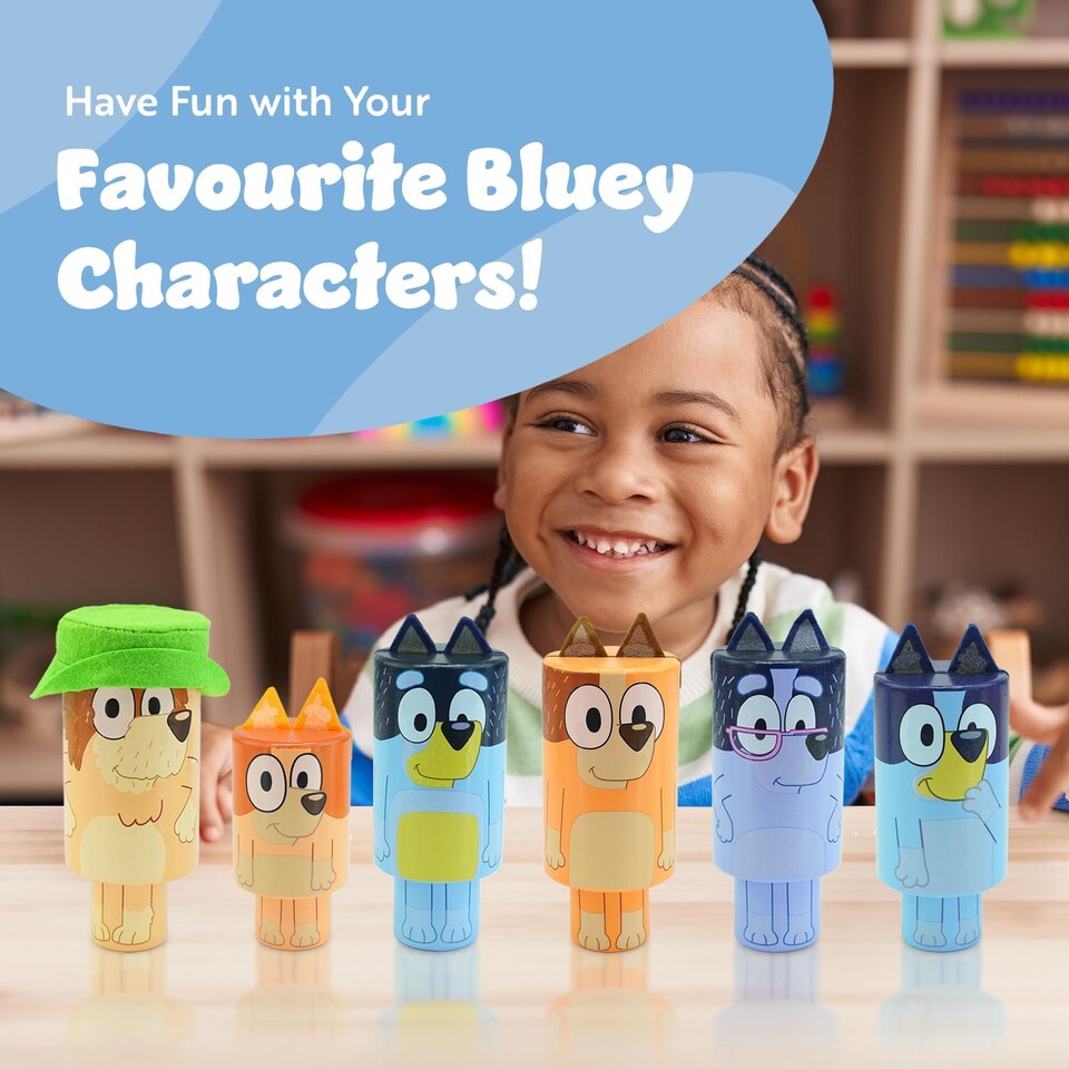 image 1 of Bluey Wooden Skittles Set 7 Piece Indoor and Outdoor Bowling Game for Kids