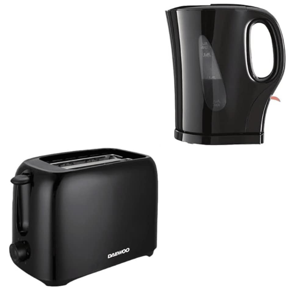image 1 of Daewoo Black 1.7L Kettle And 2 Slice Toaster Set
