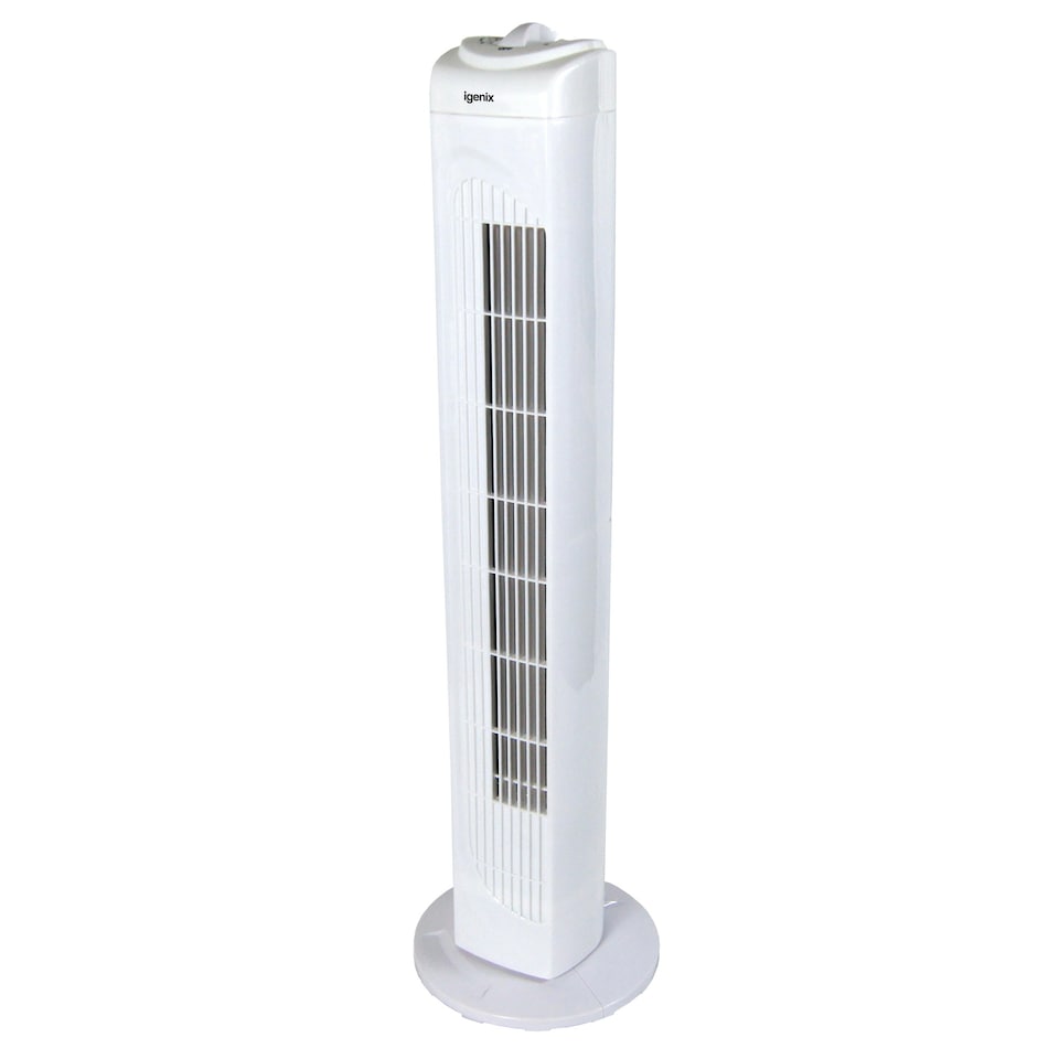 image 1 of Igenix DF0029 Tower Fan, Oscillating, 29 Inch, 3 Speed Settings with Auto Shut Off, White