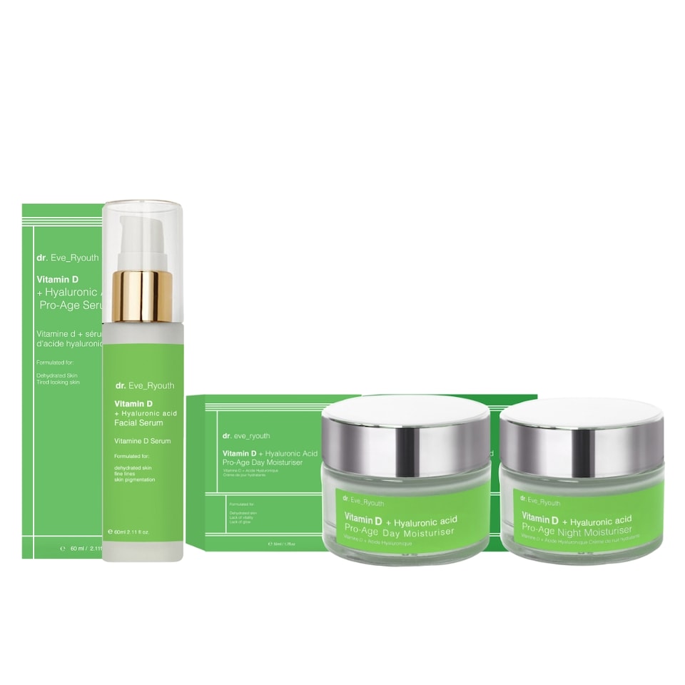 image 1 of Dr. Eve_Ryouth Vitamin D + Hyaluronic Acid Pro-Age Night Moisturiser 50ml + Vitamin D + Hyaluronic Acid Pro-Age Day Moisturiser 50ml + Vitamin D + Hyaluronic Acid Pro-Age Serum 60ml