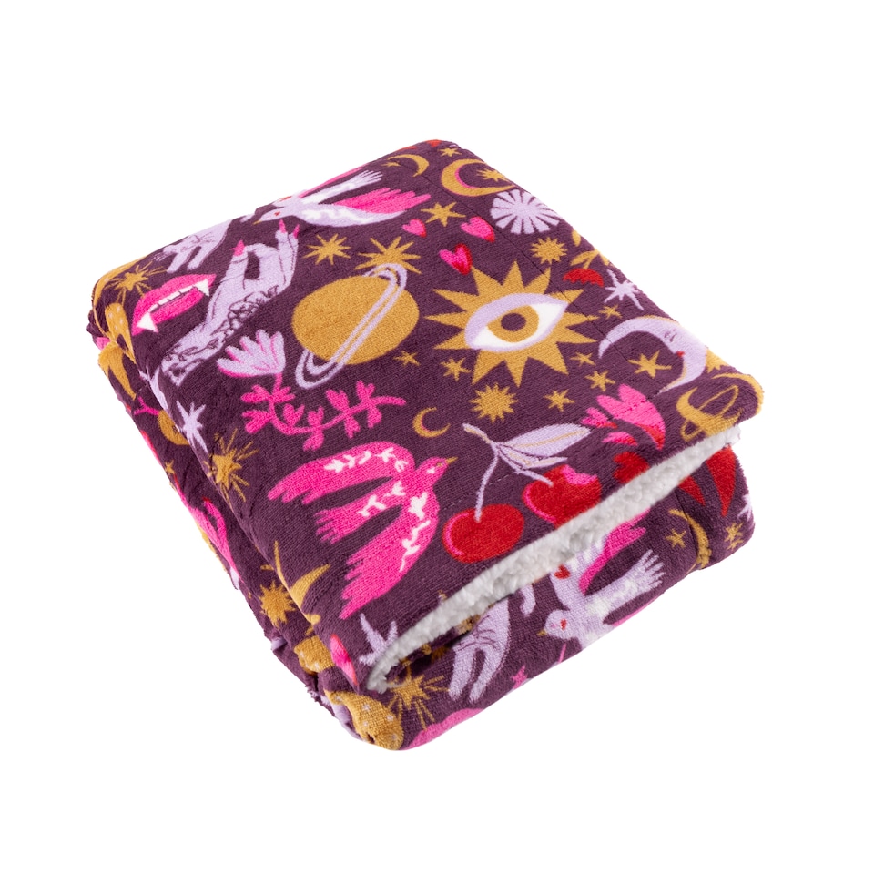 image 1 of Furn Enchanted Printed Fleece Throw | Pink | Pink | 1