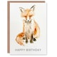 image 1 of Baby Red Fox Bright Soft Watercolour Animal Cub Birthday Card