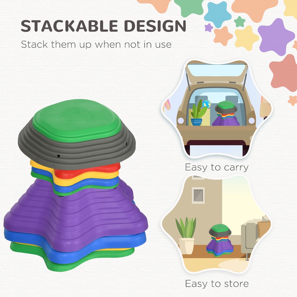 image 1 of ZONEKIZ Kids Stepping Stones, 11 Pieces Balance Stones for Obstacle Course