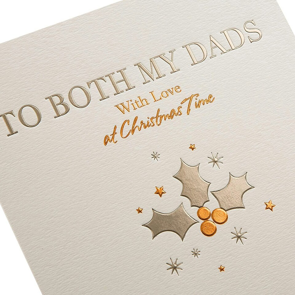 image 1 of Christmas Studio Card for 'Both My Dads' Embossed Silver and Copper Foil Design