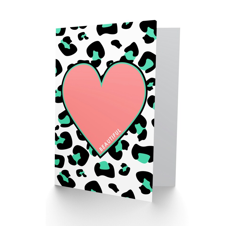 image 1 of Coral Green Beautiful Reverse Leopard Quote Card