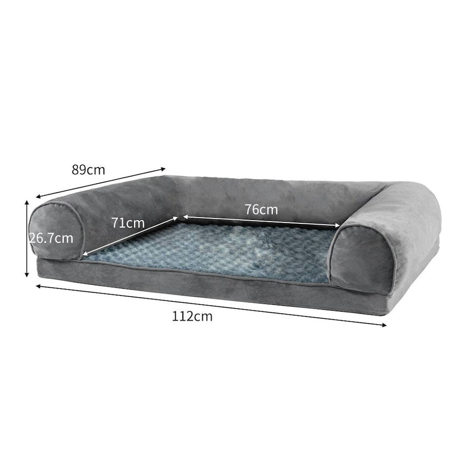 image 1 of Skylos Orthopedic Pet Calming Bed Extra Large Foam Plush Dog Nest Mattress Mat Grey | XL