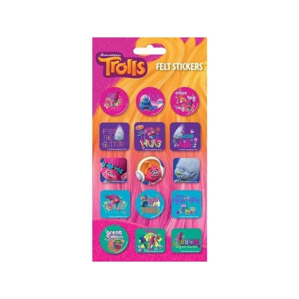 Trolls Felt Characters Sticker Sheet - Multicoloured - One Size