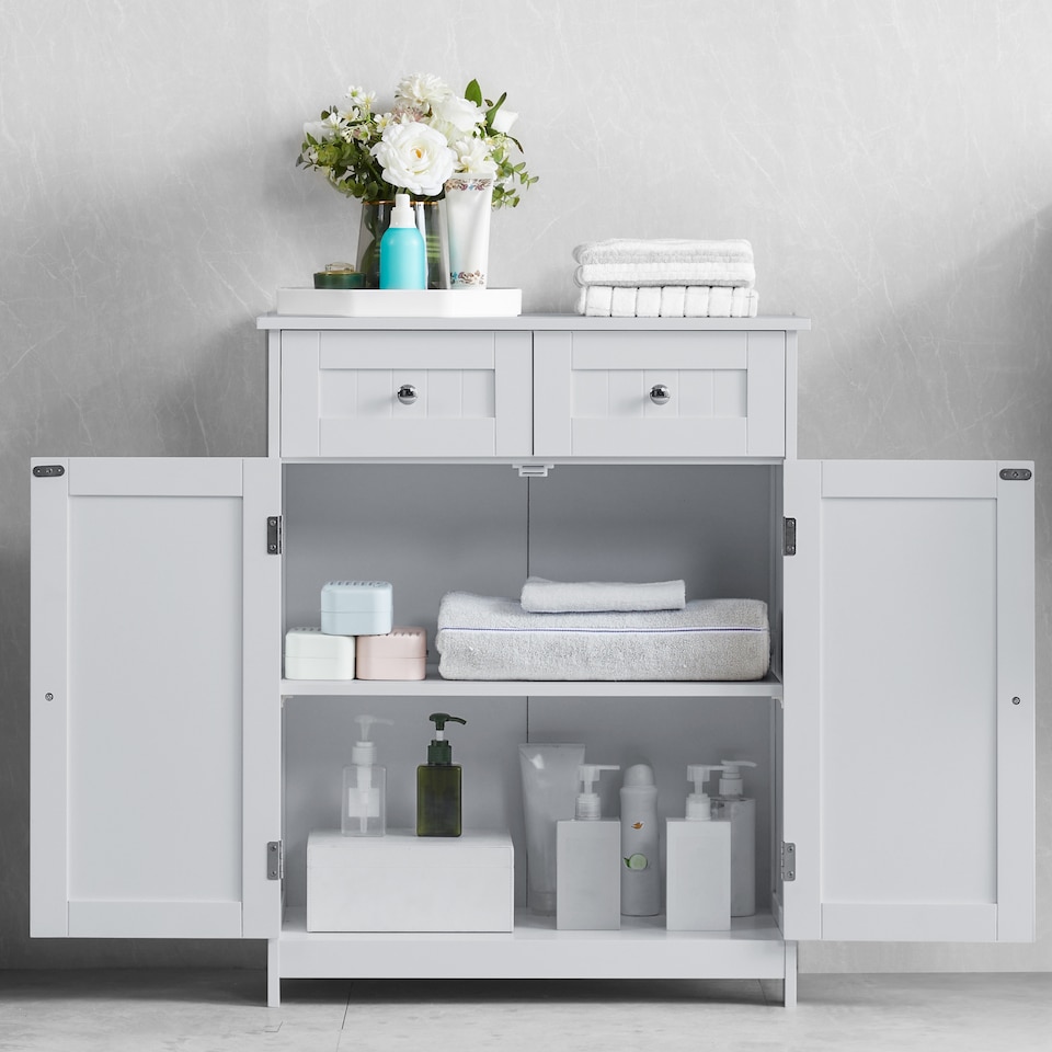 image 1 of Bath Vida Priano 2 Drawer 2 Door Freestanding Bathroom Cabinet, White