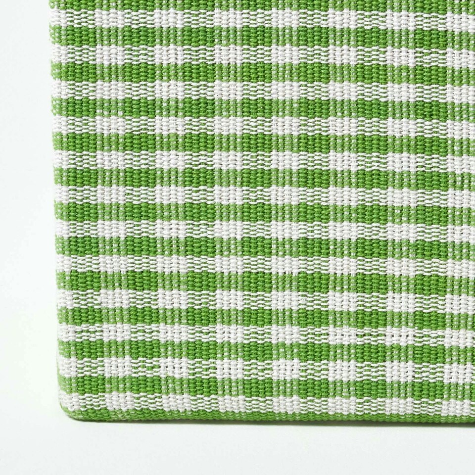 image 1 of Homescapes Green Gingham Check Cotton Cube Pouffe - 36 x 36 x 38 cm | Green | 36 x 36 x 38 cm