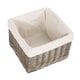 image 7 of Medium Square Antique Wash Lined Storage Basket | White | White | L