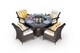 image 2 of Arizona Fire Pit 4 Seater Round Rattan Dining Set | Brown | Brown
