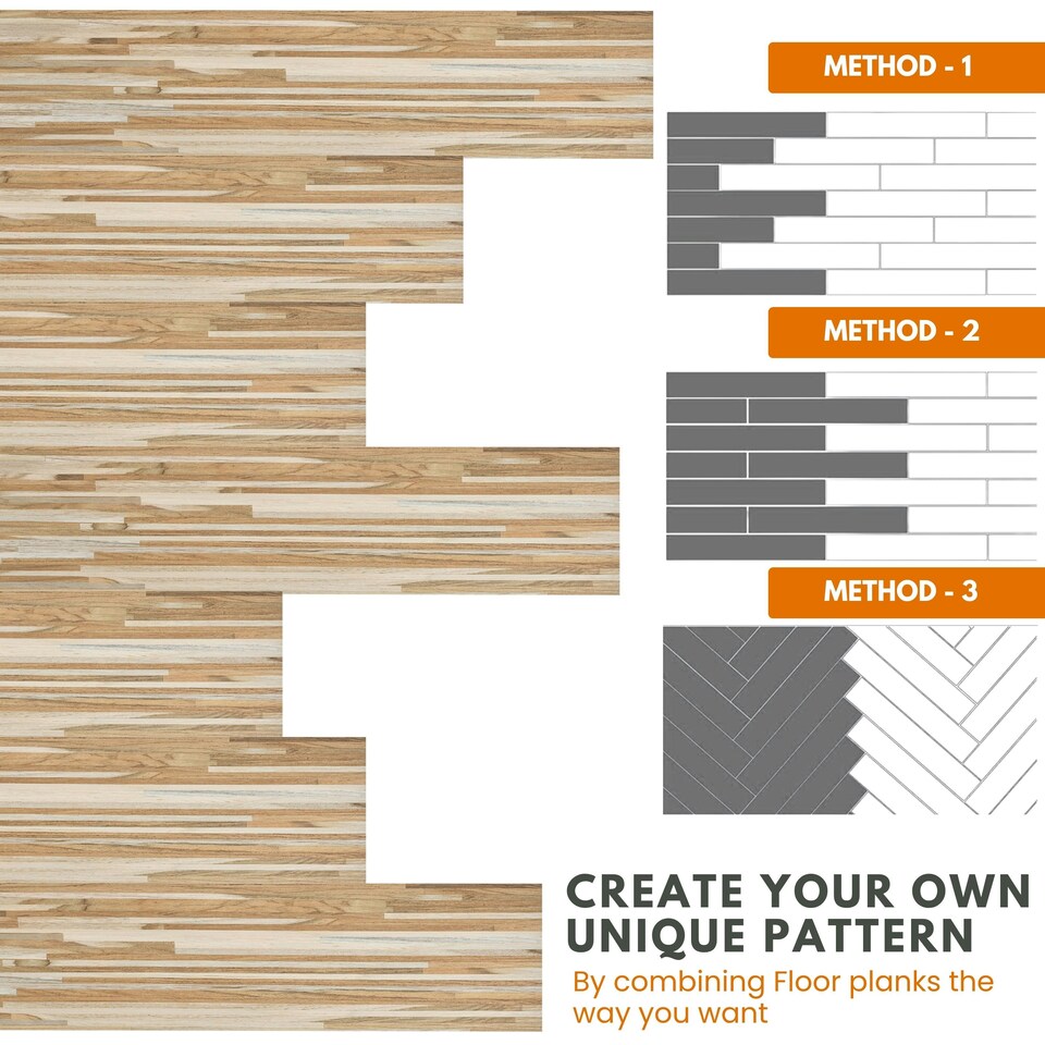 image 1 of Self Adhesive Floor Planks | 36x5.98in (91.4x15.2cm) Each | Peel & Stick Vinyl Flooring | Honeyline Grain Flow Wood Effect | DIY Waterproof Floor Tiles Brown | 0.97 sqm