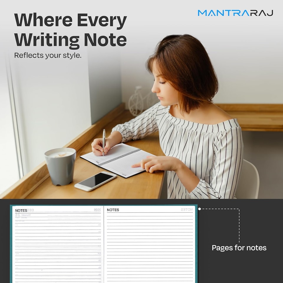 image 1 of 2027 Diary A5 Size Wiro Week to View Bright Diary Spiral Week To View Hardcover Diaries Planner Organizer (Green)