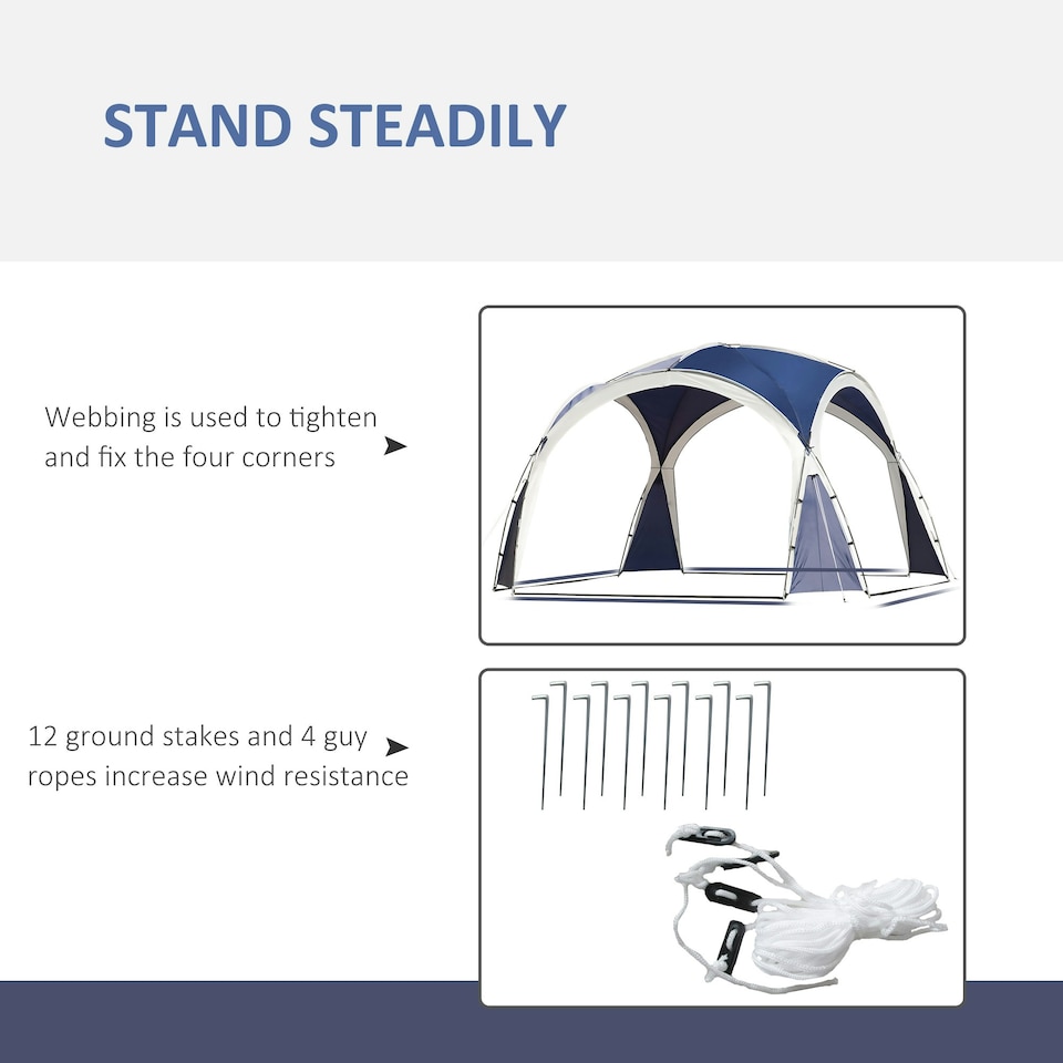 image 1 of Outsunny Outdoor Gazebo Event Dome Shelter Party Tent for Garden Cream and Blue