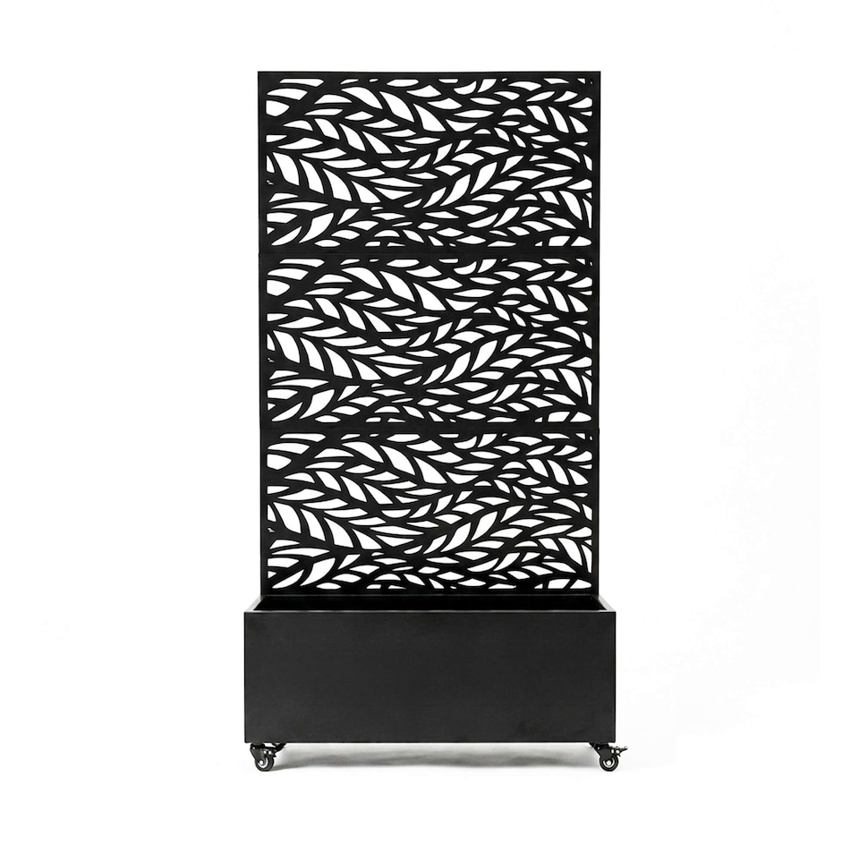image 1 of Nicoman Metal Privacy Screen with Planter Pot Leaf Pattern