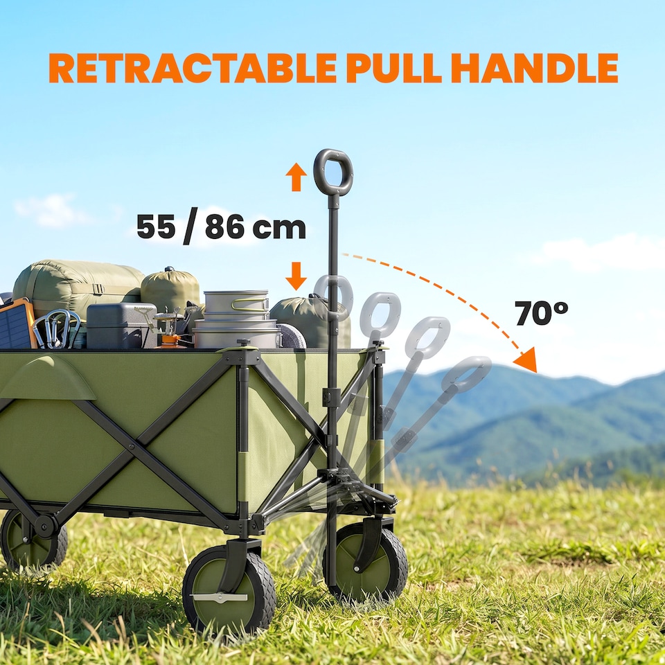 image 1 of Outsunny Folding Wagon Garden Cart Collapsible Camping Trolley for Outdoor
