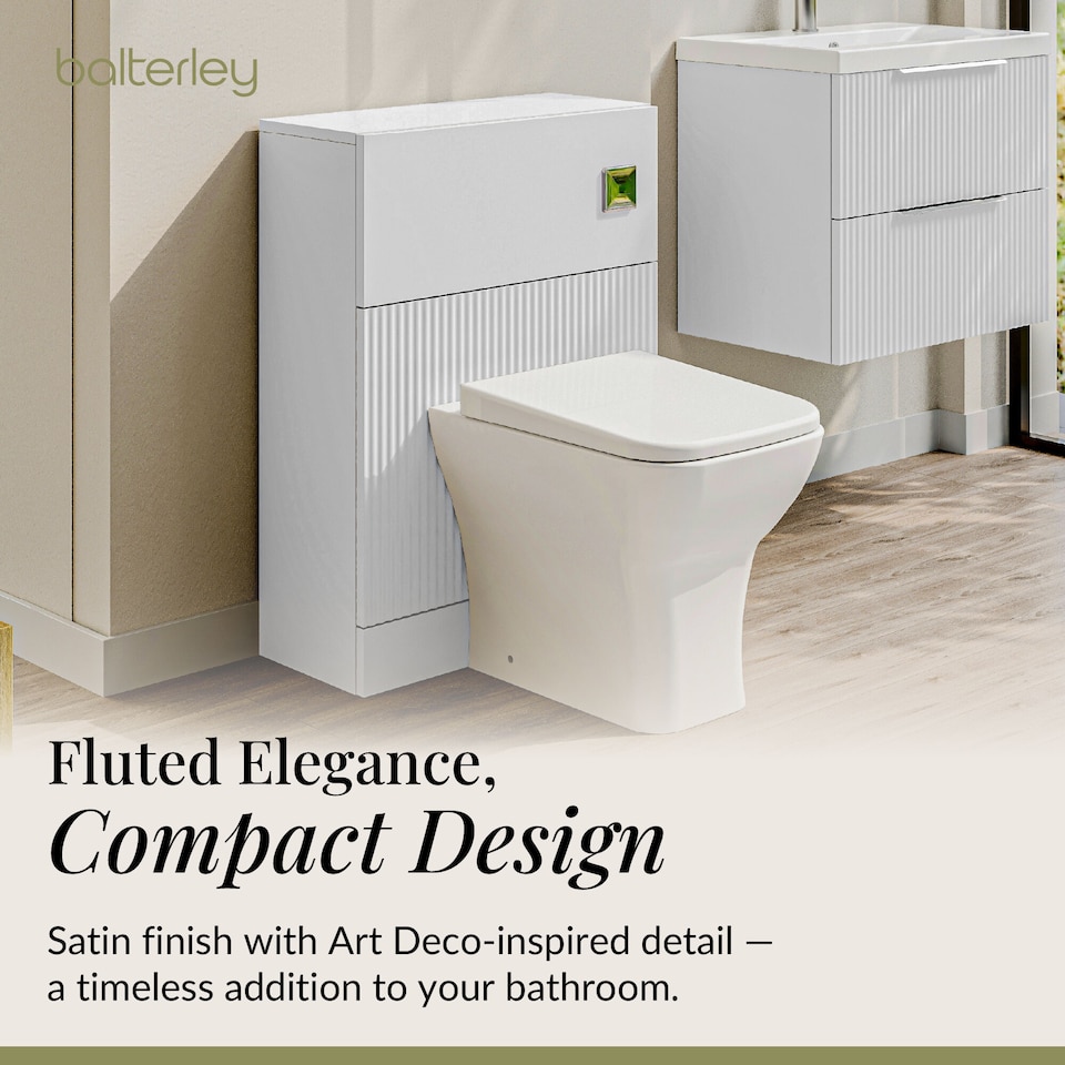 image 1 of Contemporary Fluted 500mm Floor Standing WC Unit, Satin White | White | Satin White | 253 x 500 x 810mm