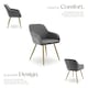 image 3 of Dining Chair Marilyn - corduroy look, upholstered, armchair, continuous backrest - Set of 4 Grey | Grey/Gold