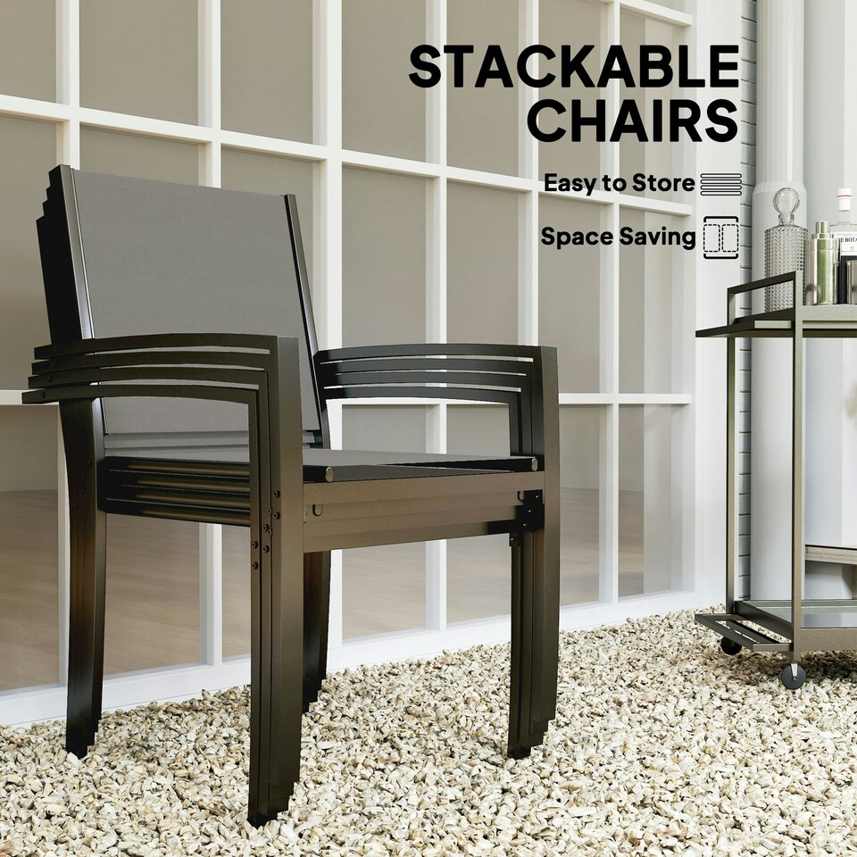 image 1 of Outsunny 5 Piece Garden Furniture Set with Round Table & 4 Stackable Chairs